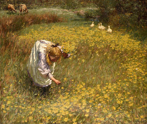 marsh-marigolds by Henry Herbert la Thangue (1859 - 1929)