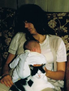 mother baby Max and cat