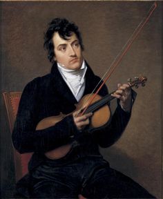 Jacques Antoine Vallin - Portrait of young man with a violin - possibly Pierre Rode