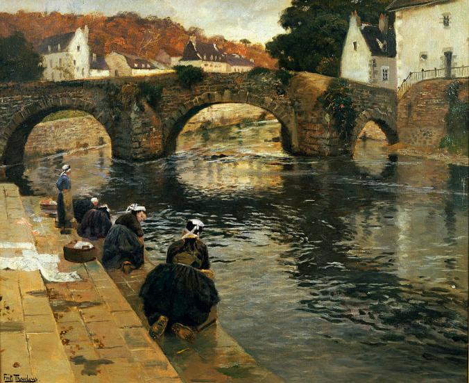 Frits Thaulow - Washerwomen in the morning at Quimperle 