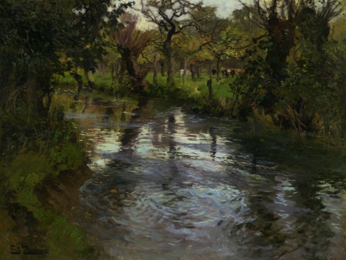 Frits Thaulow - Woodland scene with a river 