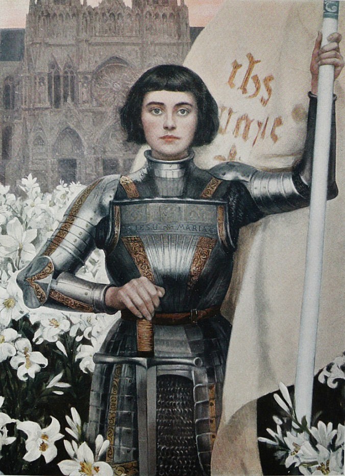 Joan of Arc by Albert Lynch. This painting could be the ruest likeness of her, as she had short, dark hair, cut in a round style.
