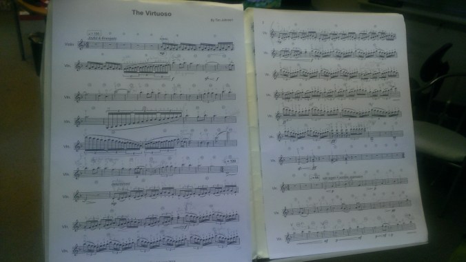 Music score to accompany The Virtuoso by Tim Johnson