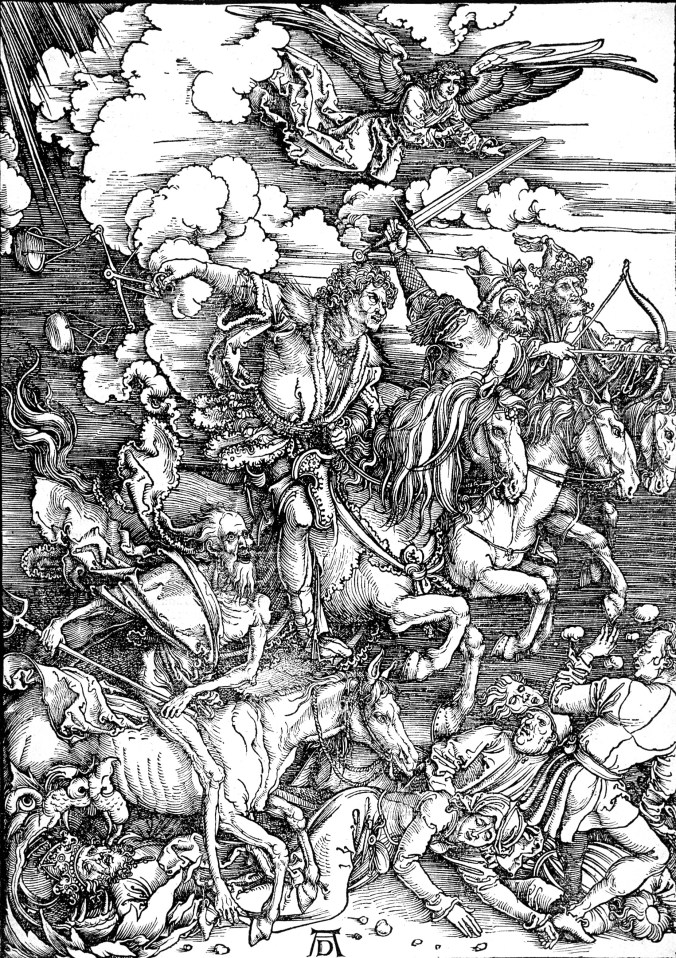 Four Horsemen of the Apocalypse - woodcut print by Albrecht Durer c. 1497-98