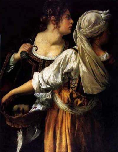 Judith and her Maidservant by Artemisia Gentileschi c. 1612-13. Housed in the Pitti Palace, Florence
