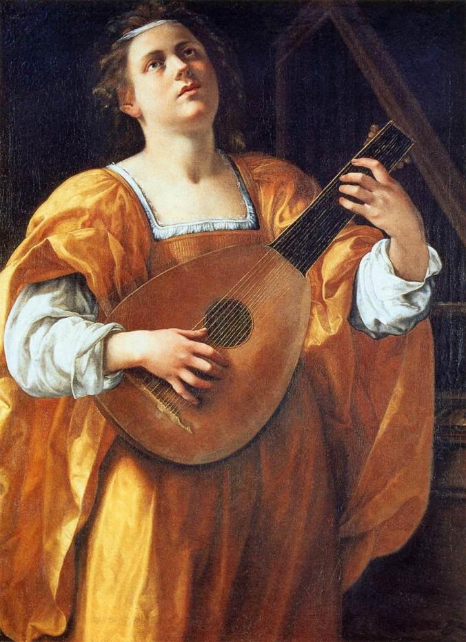 Saint Cecilia Playing a Lute by Artemisia Gentileschi