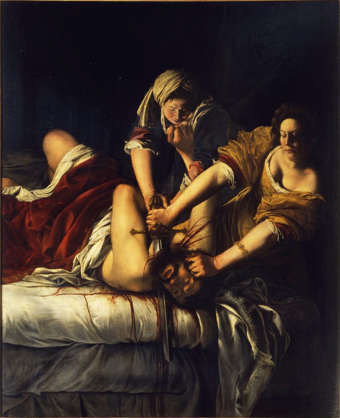 Judith Slaying Holofernes by Artemisia Gentileschi c. 1614-18. Pitti Palace Florence