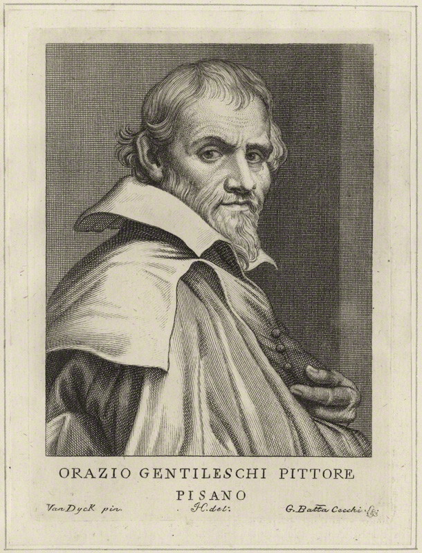 Portrait of Orazio Gentileschi by Giovanni Battista Cecchi, after Sir Anthony Van Dyck. Line engraving, possibly late 18th century