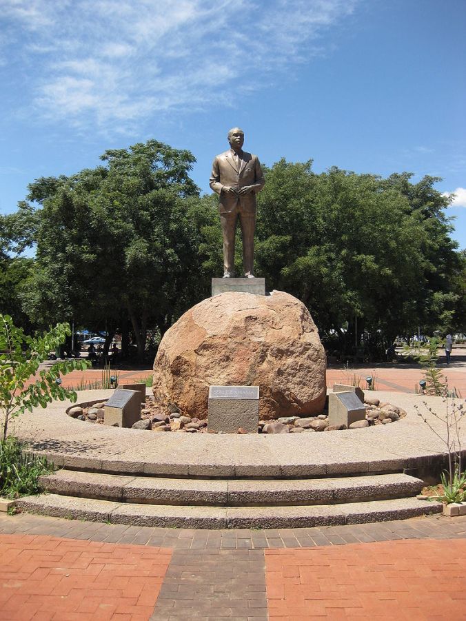 Statue of Sir Seretse Khama outside the Parliament building in Botswana.